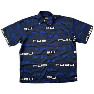 Vintage 90s Y2K FUBU Oversized Streetwear Size XXL AOP Button Up Shirt